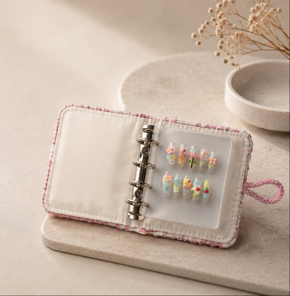 Pink Tweed Charm Binder