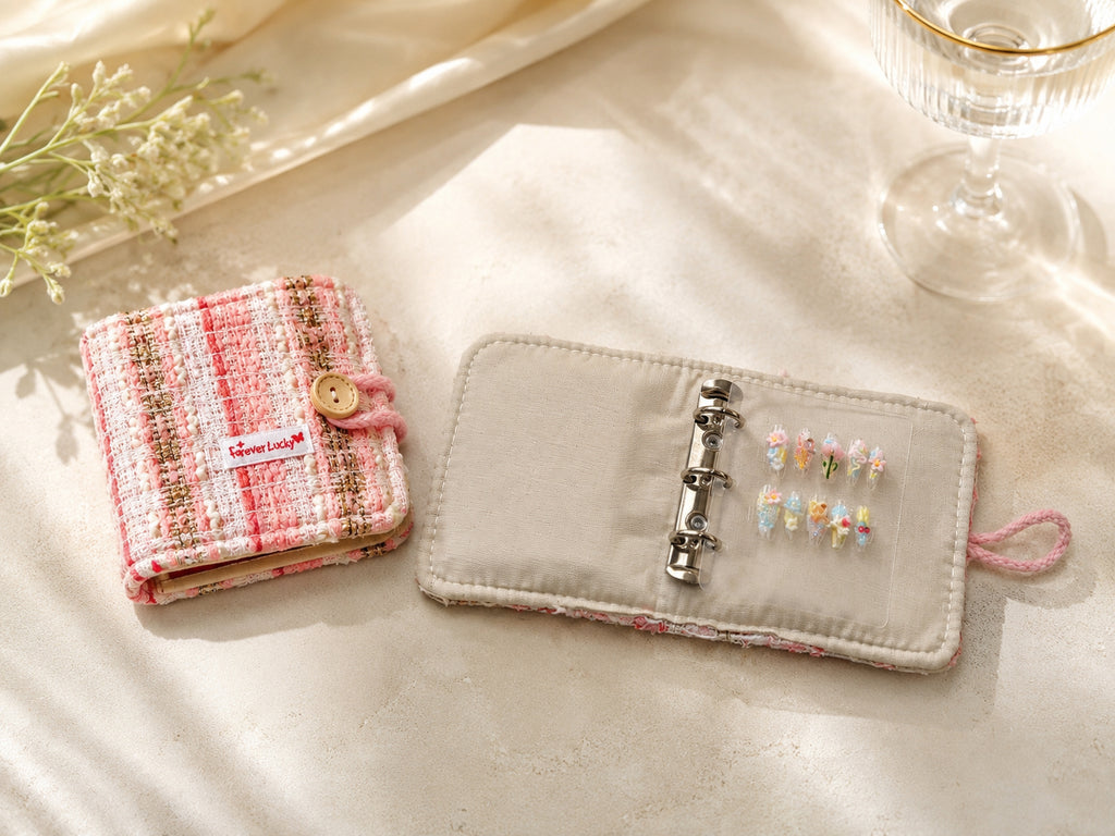 Pink Tweed Charm Binder