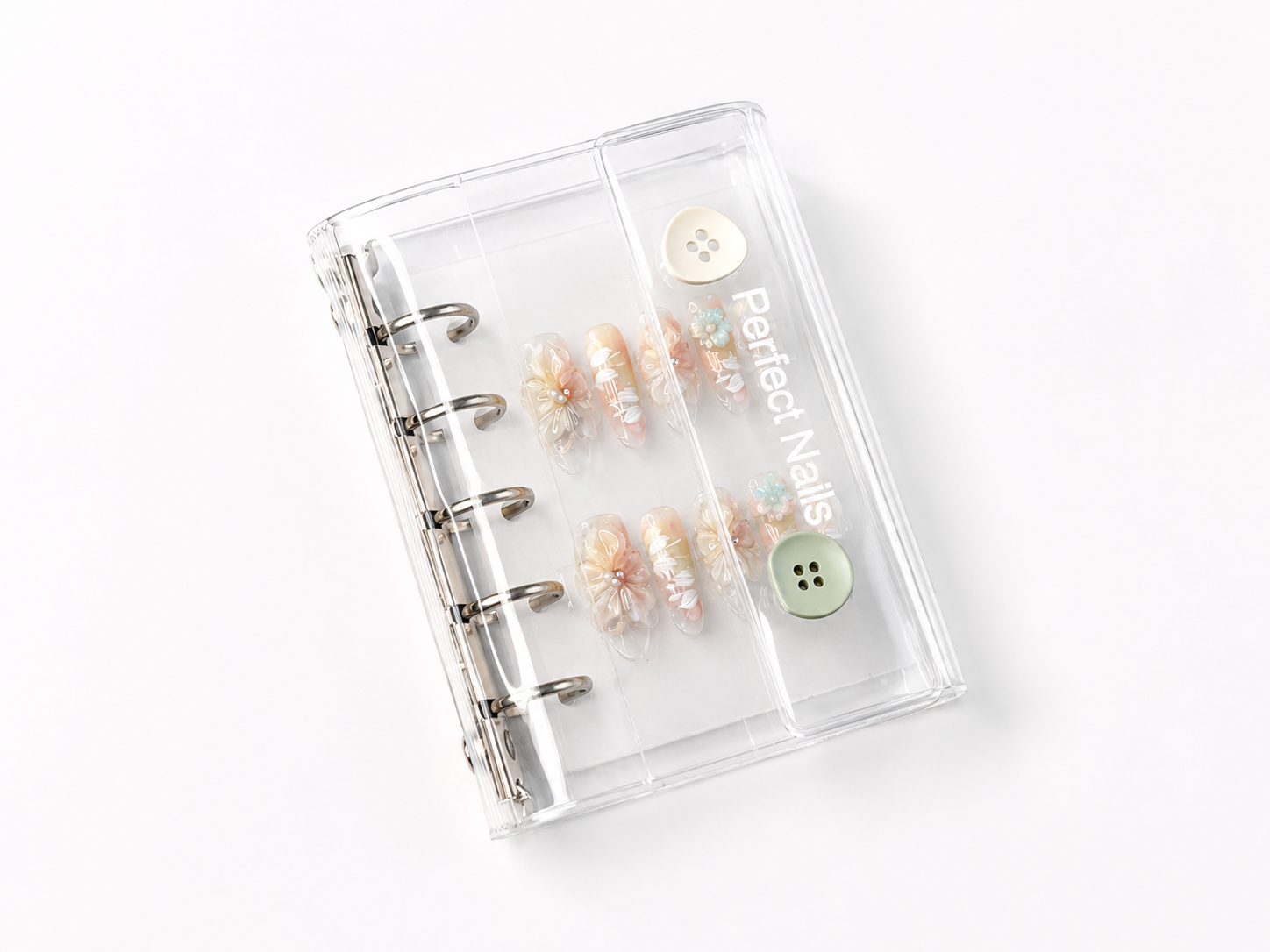 Mint Button Clear Binder