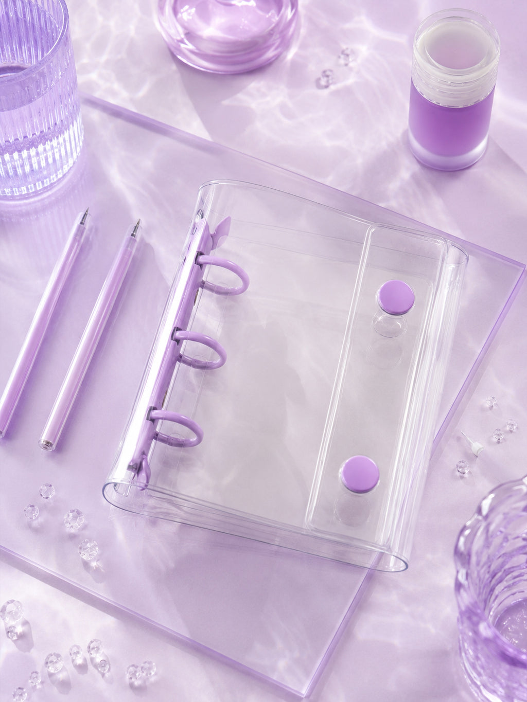 Lavender Snap Clear Binder