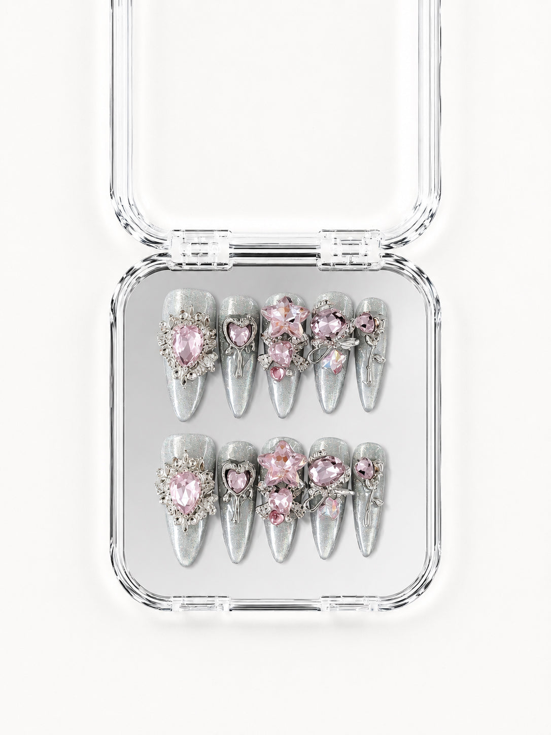 Silver Pink Star Heart