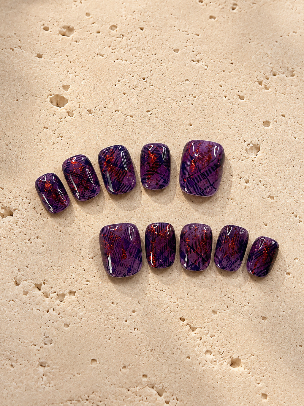 Plum Tartan Glitter