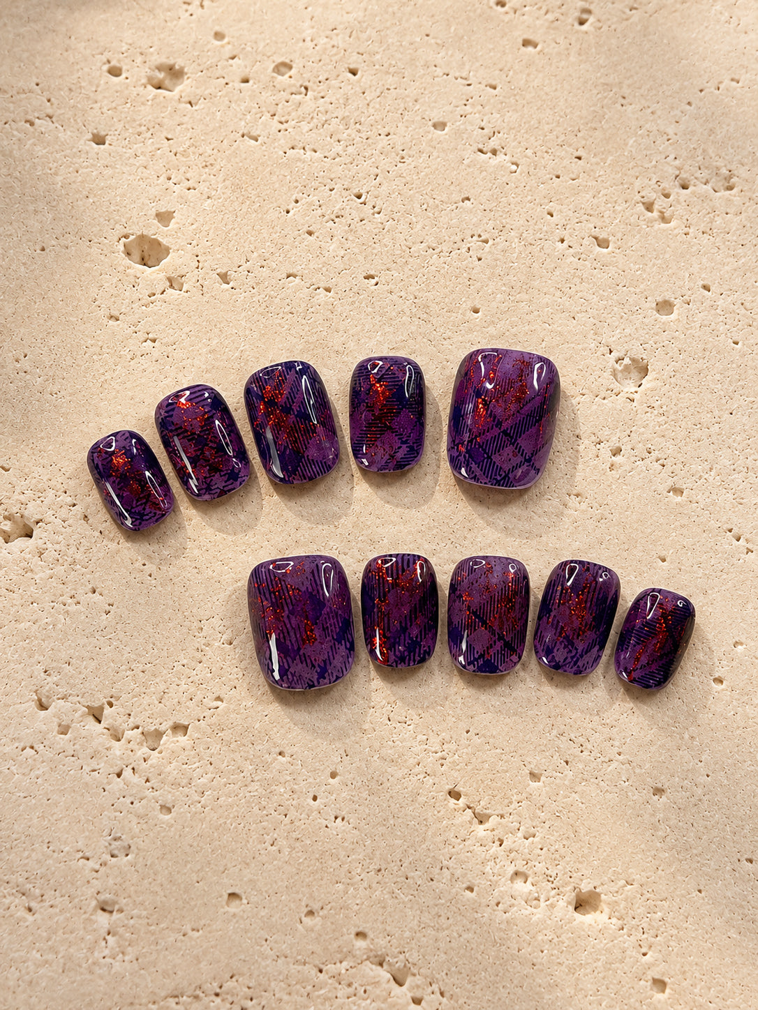 Plum Tartan Glitter