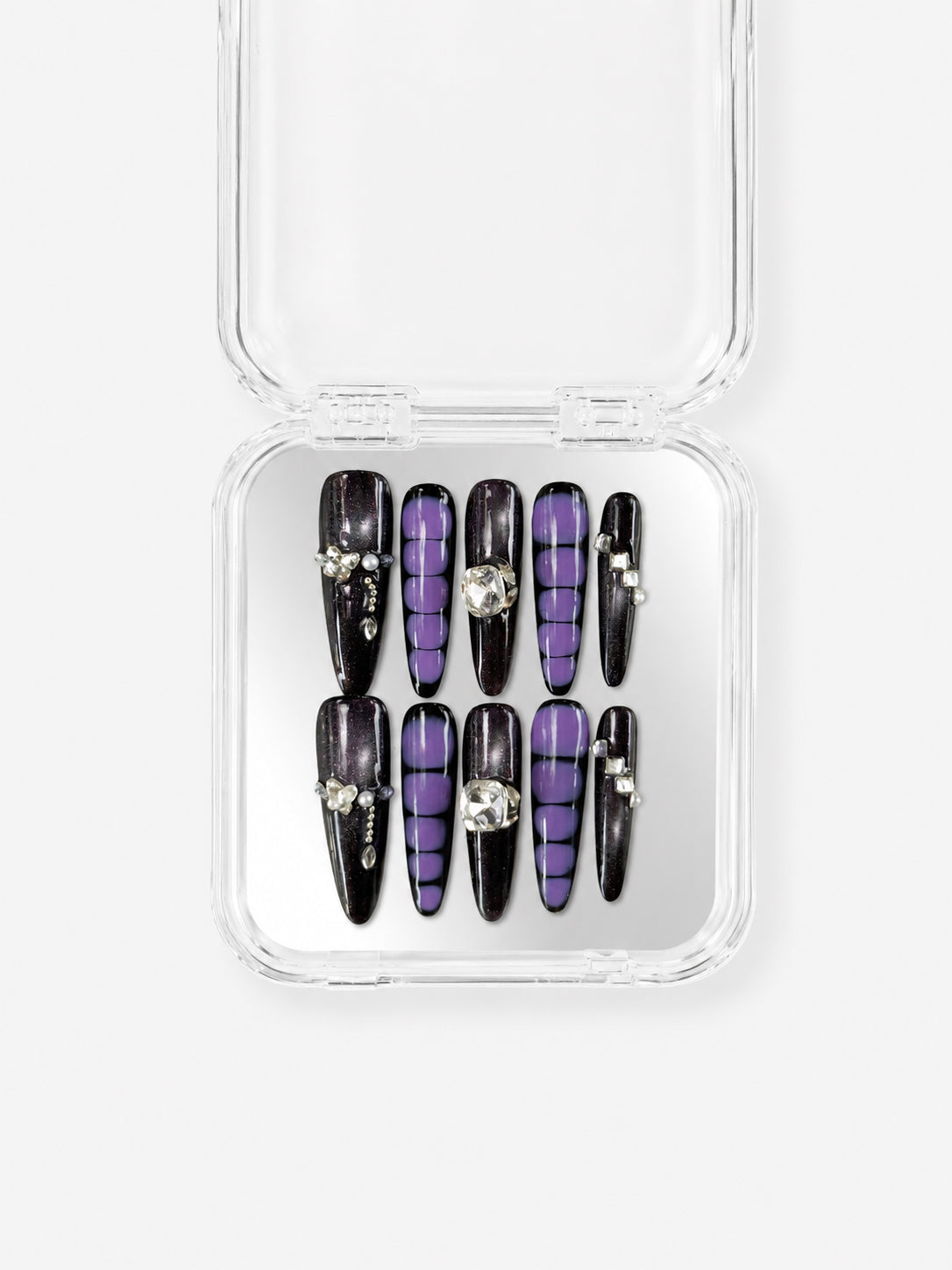 Dark Purple Grid Rhinestone Goth