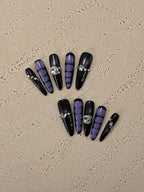 Dark Purple Grid Rhinestone Goth