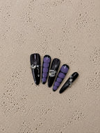 Dark Purple Grid Rhinestone Goth