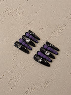 Dark Purple Grid Rhinestone Goth
