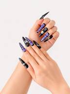 Dark Purple Grid Rhinestone Goth