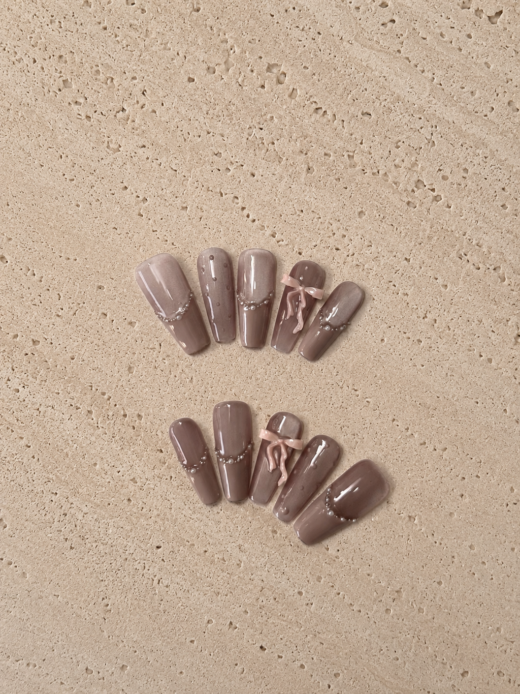 Nude Pink Pearl Ribbon