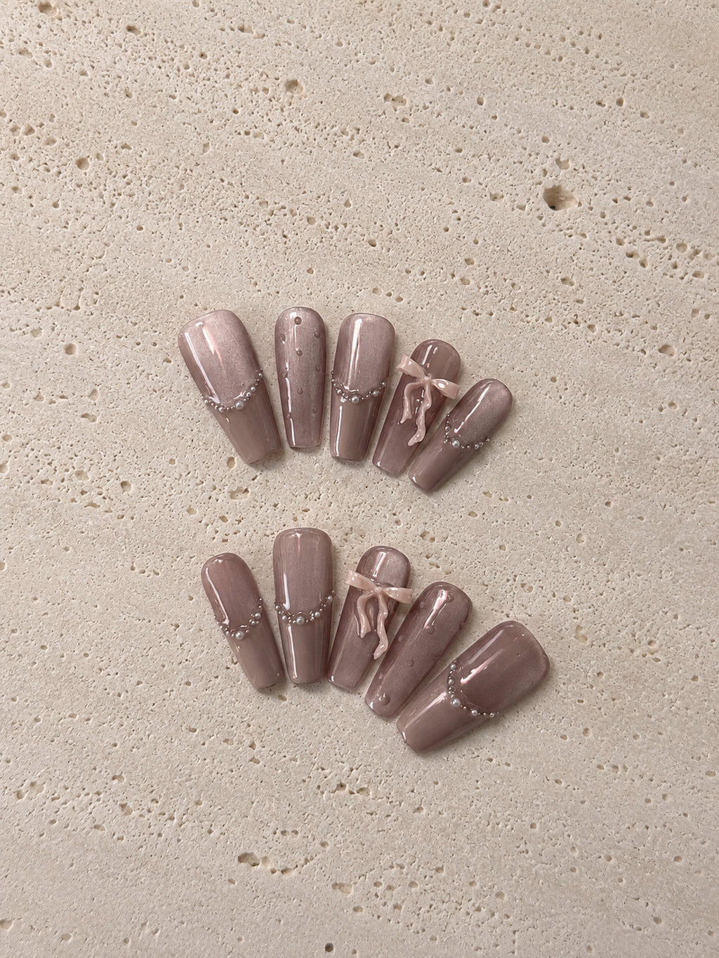 Nude Pink Pearl Ribbon