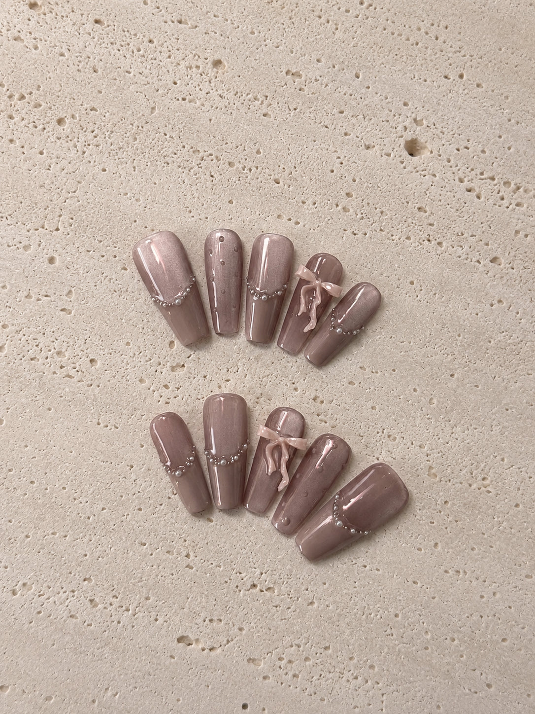 Nude Pink Pearl Ribbon