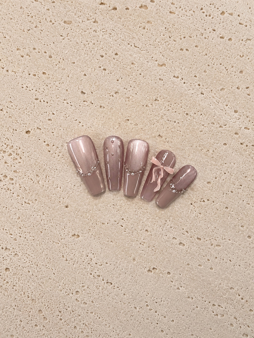 Nude Pink Pearl Ribbon