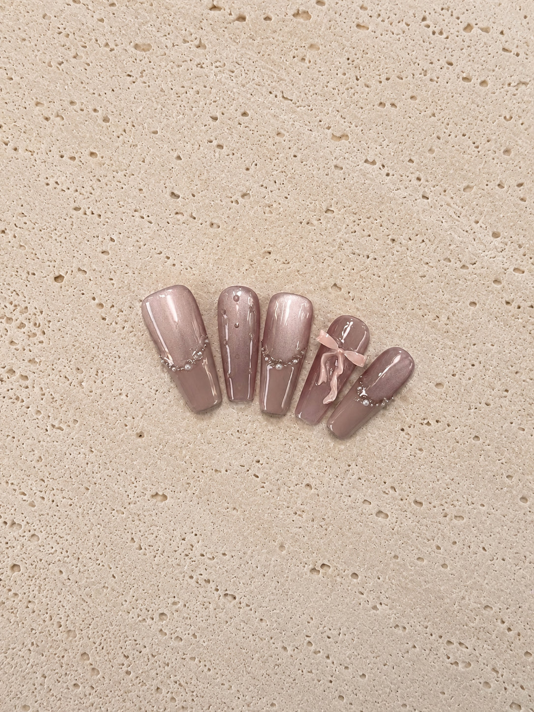 Nude Pink Pearl Ribbon