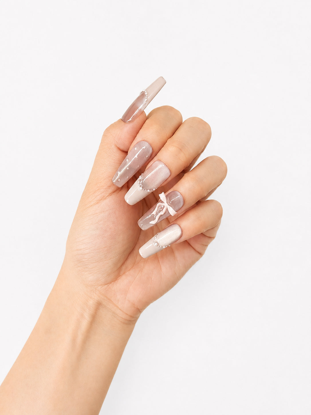 Nude Pink Pearl Ribbon