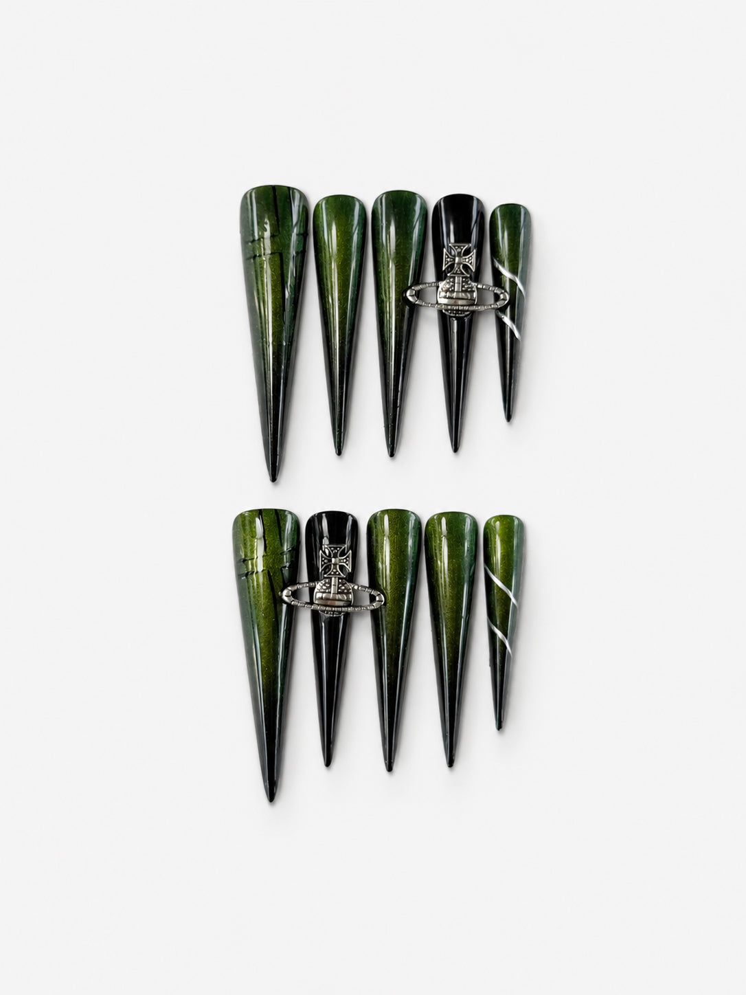 Dark Green Saturn Cross Goth