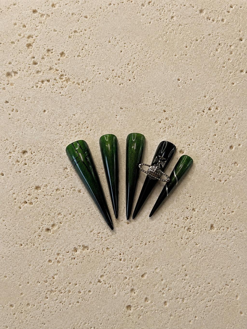 Dark Green Saturn Cross Goth