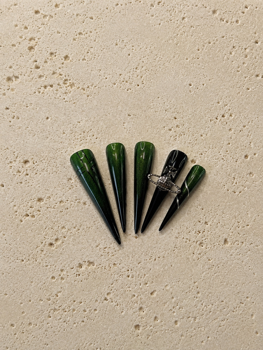 Dark Green Saturn Cross Goth