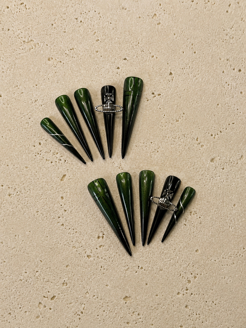 Dark Green Saturn Cross Goth