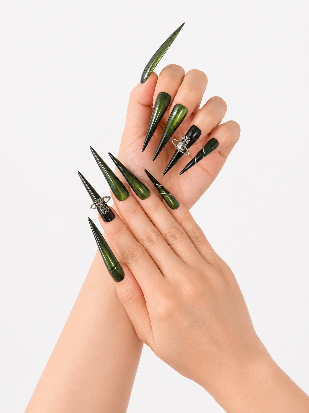 Dark Green Saturn Cross Goth
