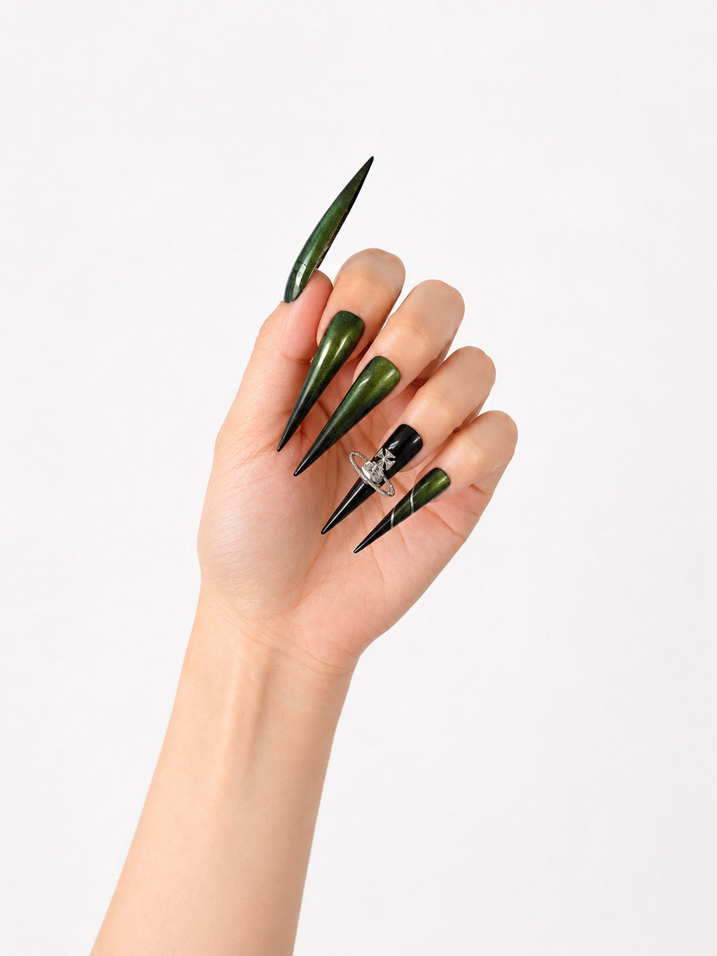 Dark Green Saturn Cross Goth