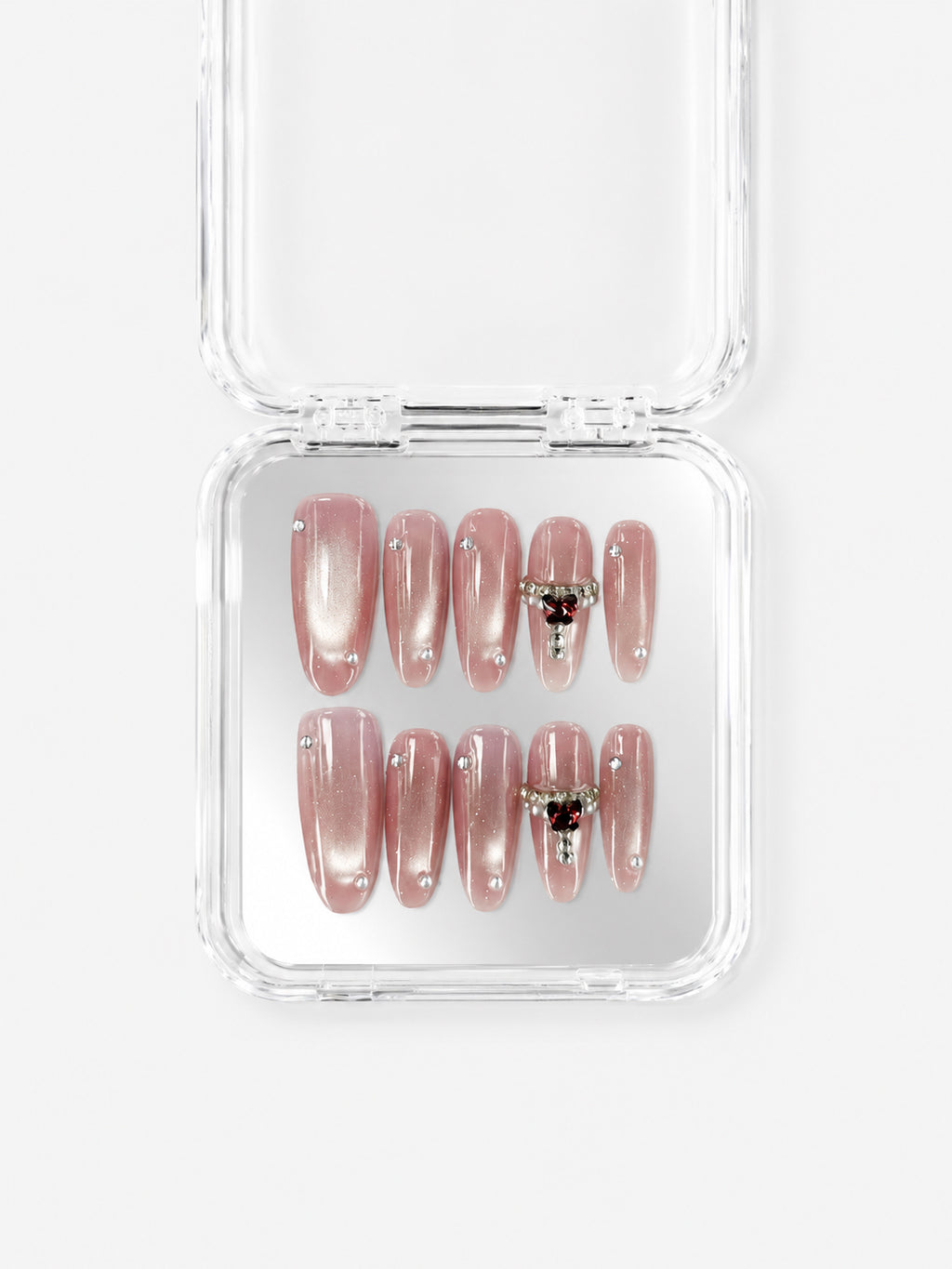 Blush Silver CatEye Heart