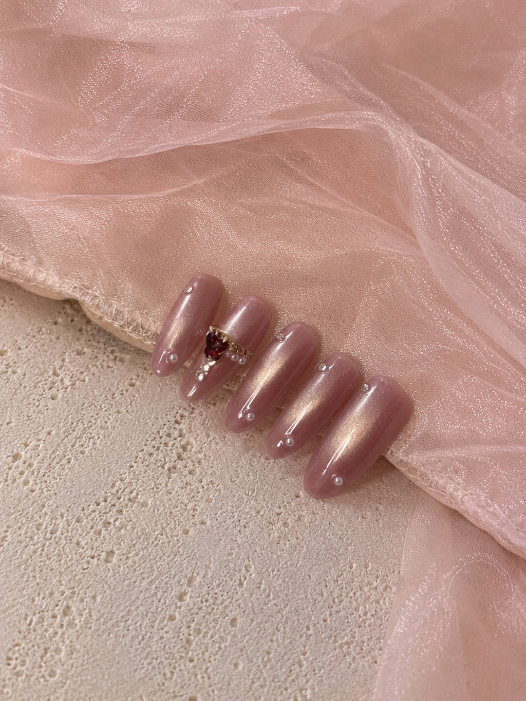 Blush Silver CatEye Heart