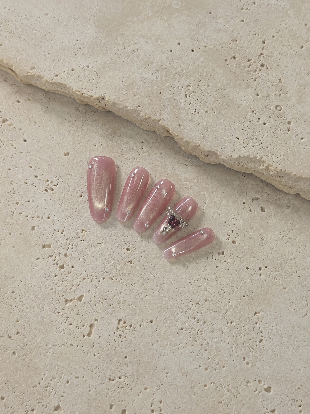 Blush Silver CatEye Heart