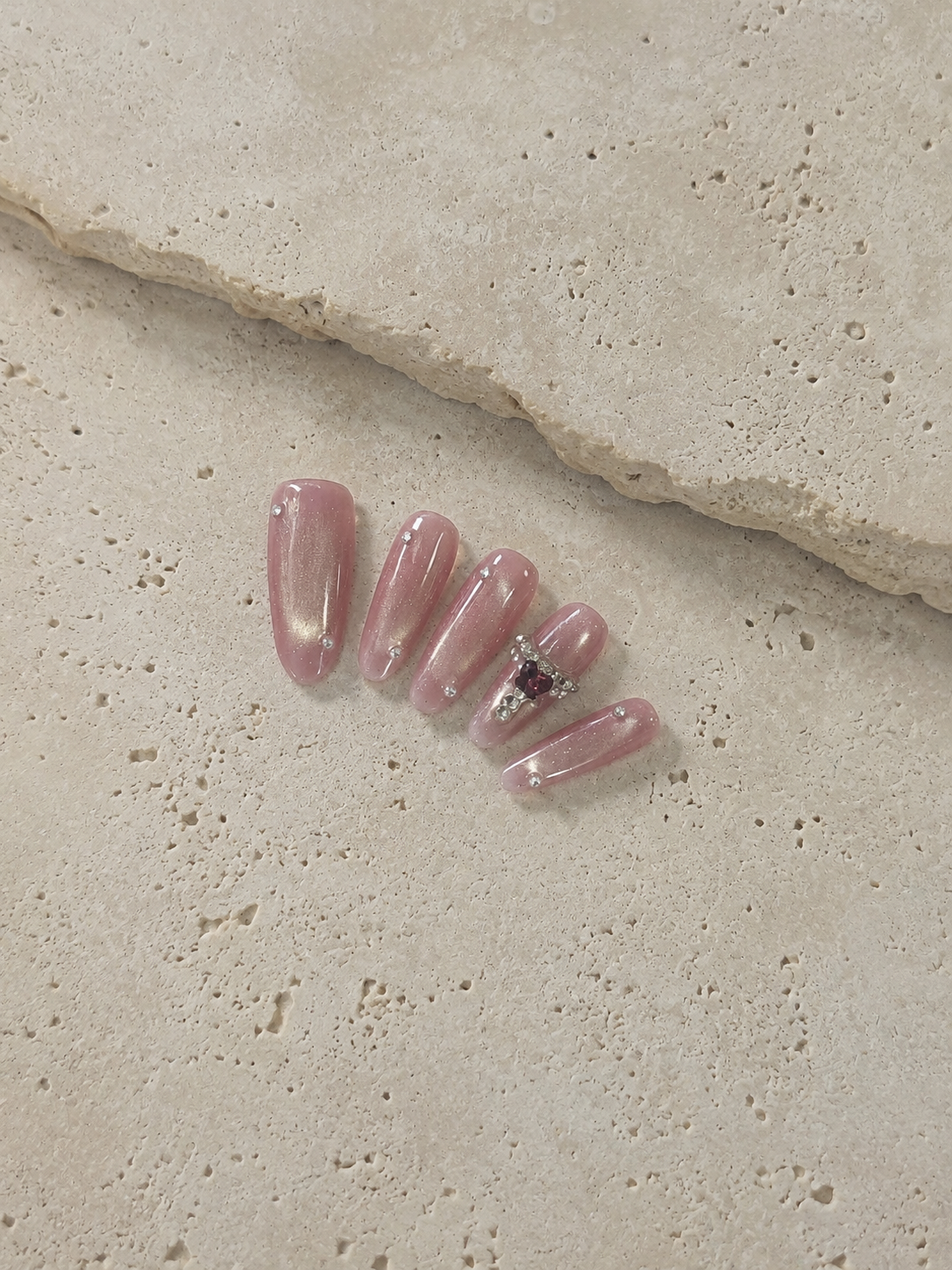 Blush Silver CatEye Heart