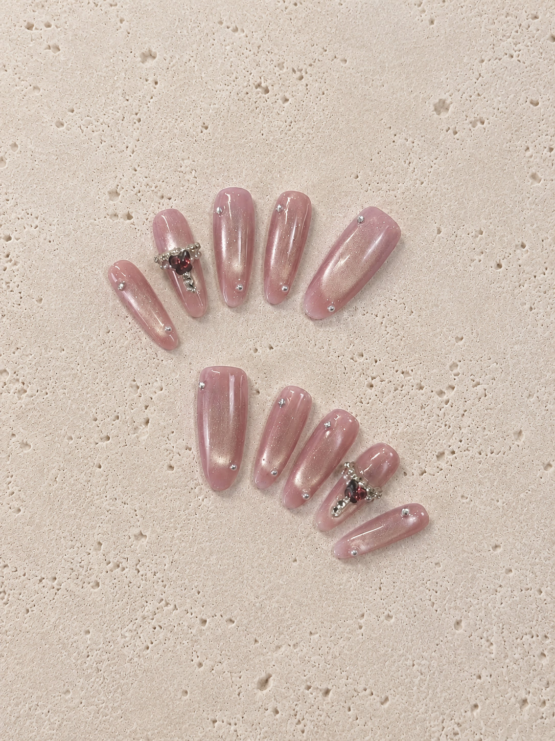 Blush Silver CatEye Heart