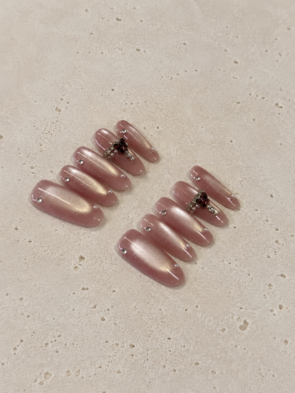 Blush Silver CatEye Heart