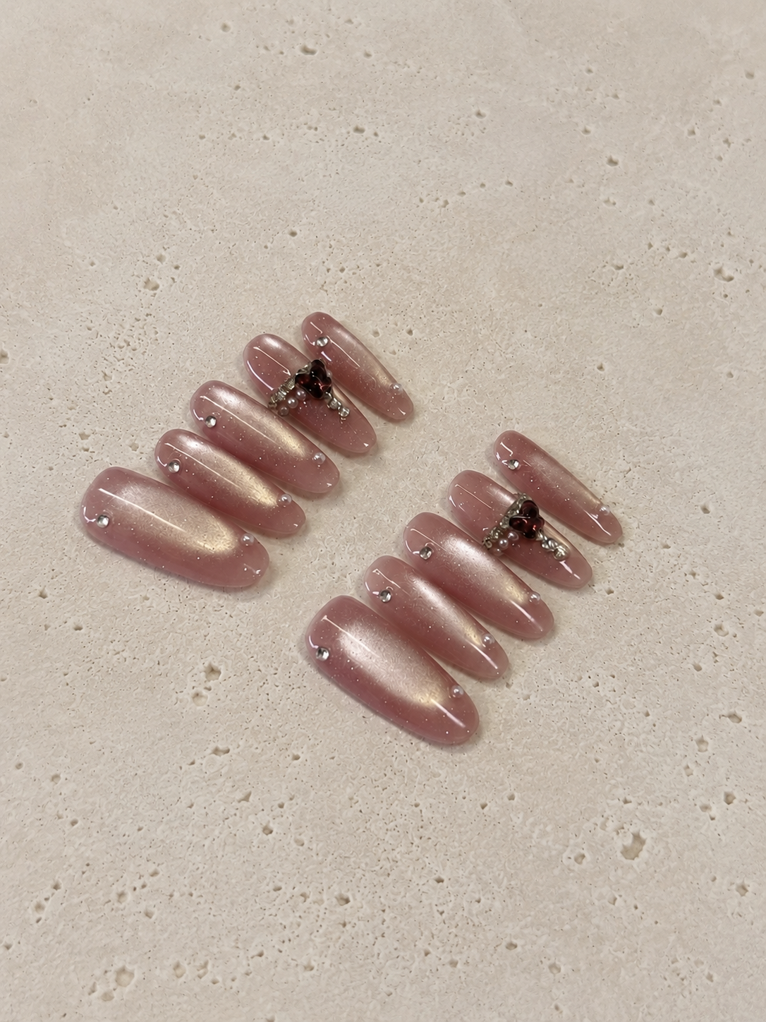 Blush Silver CatEye Heart